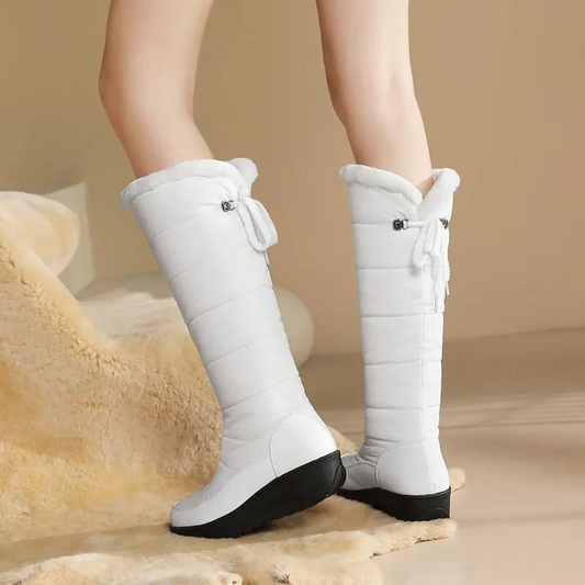 Velina Moda | Women's knee-length winter boots with warm fur lining
