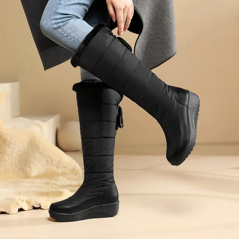 Velina Moda | Women's knee-length winter boots with warm fur lining