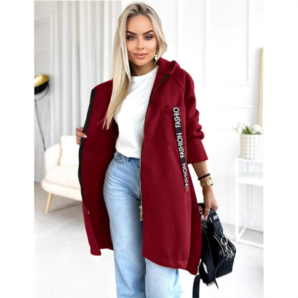 Velina Moda | Fleece Hoodie Jacket - Women's Winter Jacket