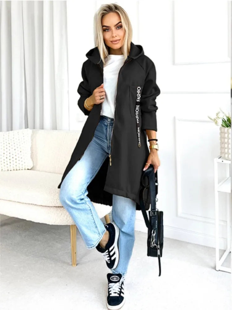 Velina Moda | Fleece Hoodie Jacket - Women's Winter Jacket