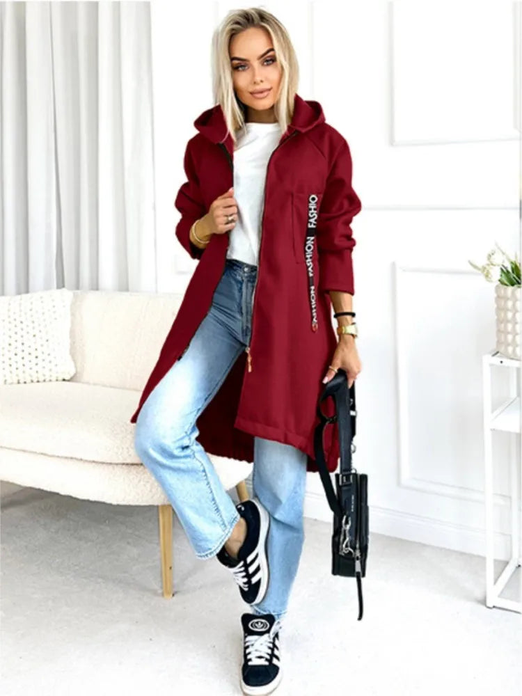 Velina Moda | Fleece Hoodie Jacket - Women's Winter Jacket