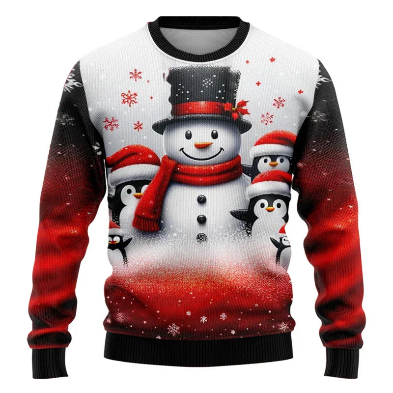Velina Moda | Christmas Sweater - Unisex 3D Snowman & Santa Design with Comfortable Fit