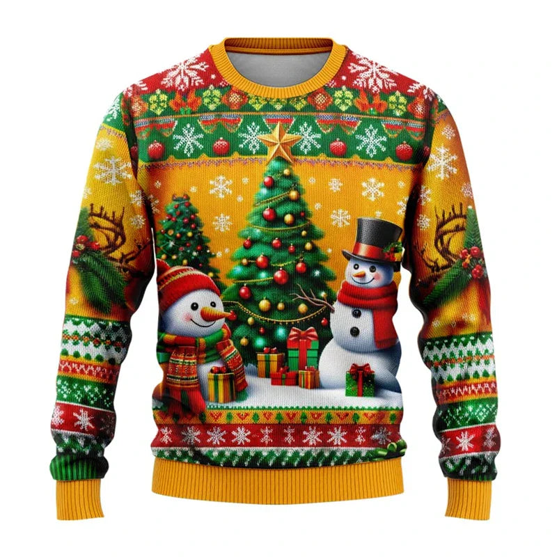 Velina Moda | Christmas Sweater - Unisex 3D Snowman & Santa Design with Comfortable Fit