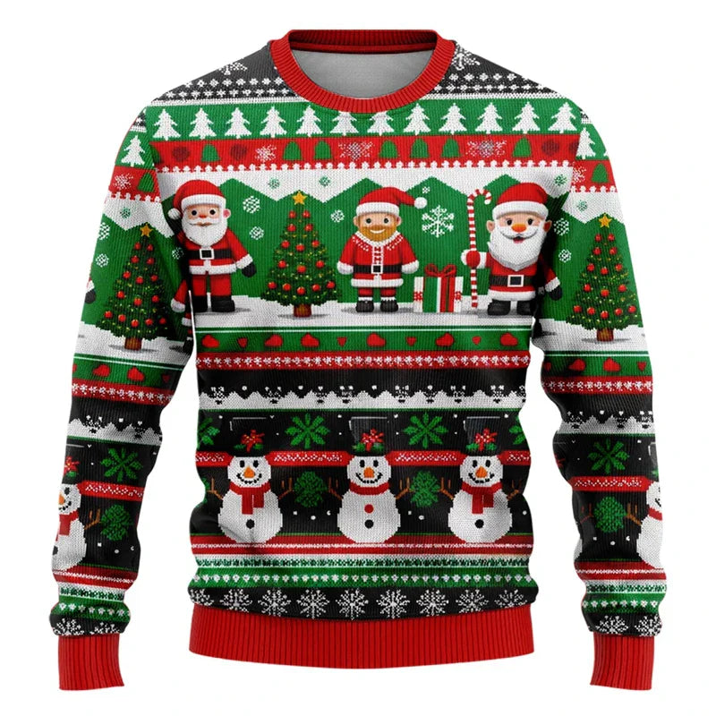 Velina Moda | Christmas Sweater - Unisex 3D Snowman & Santa Design with Comfortable Fit