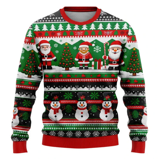 Velina Moda | Christmas Sweater - Unisex 3D Snowman & Santa Design with Comfortable Fit