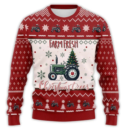 Velina Moda | Christmas sweater with tractor print - Comfortable & festive men's cotton sweater