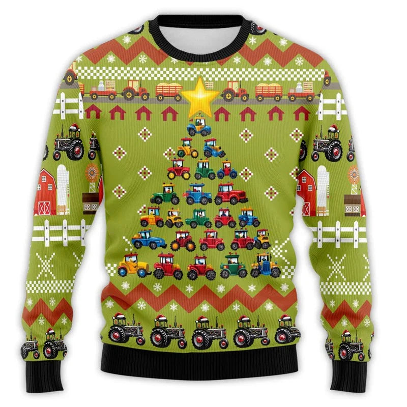 Velina Moda | Christmas sweater with tractor print - Comfortable & festive men's cotton sweater