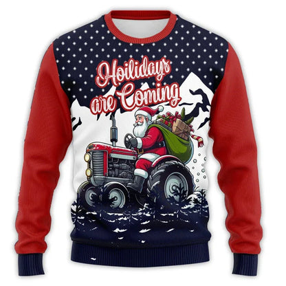 Velina Moda | Christmas sweater with tractor print - Comfortable & festive men's cotton sweater