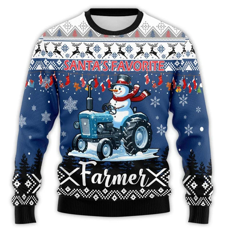 Velina Moda | Christmas sweater with tractor print - Comfortable & festive men's cotton sweater
