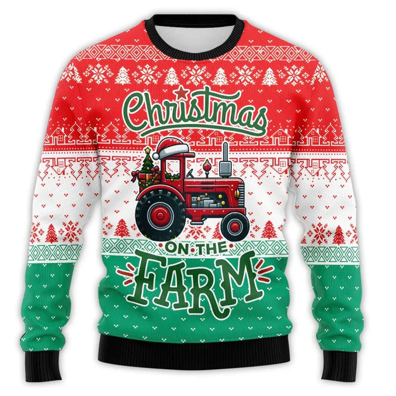 Velina Moda | Christmas sweater with tractor print - Comfortable & festive men's cotton sweater