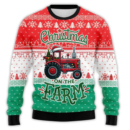 Velina Moda | Christmas sweater with tractor print - Comfortable & festive men's cotton sweater