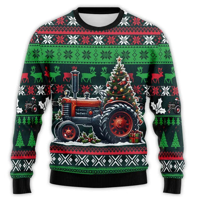 Velina Moda | Christmas sweater with tractor print - Comfortable & festive men's cotton sweater