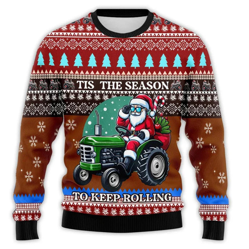 Velina Moda | Christmas sweater with tractor print - Comfortable & festive men's cotton sweater