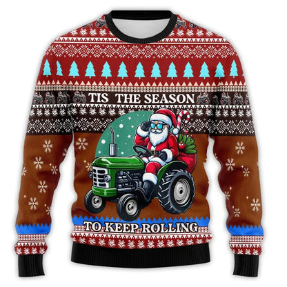 Velina Moda | Christmas sweater with tractor print - Comfortable & festive men's cotton sweater