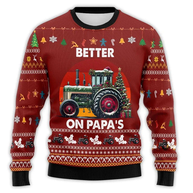 Velina Moda | Christmas sweater with tractor print - Comfortable & festive men's cotton sweater