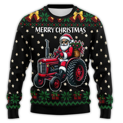 Velina Moda | Christmas sweater with tractor print - Comfortable & festive men's cotton sweater