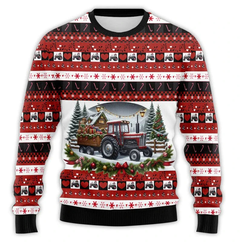Velina Moda | Christmas sweater with tractor print - Comfortable & festive men's cotton sweater