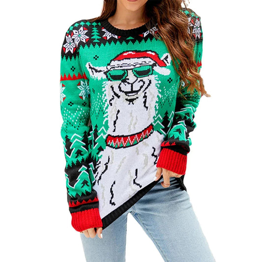 Velina Moda | Fake Christmas Sweater Women Knitted Long Sleeves