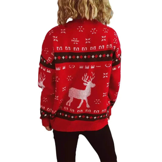 Velina Moda | Defective Christmas Tree Knitted Women's Sweater with Reindeer