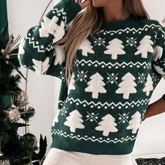 Velina Moda | Sweater for women with 3D Santa print - Soft & warm knitted sweater for the holidays