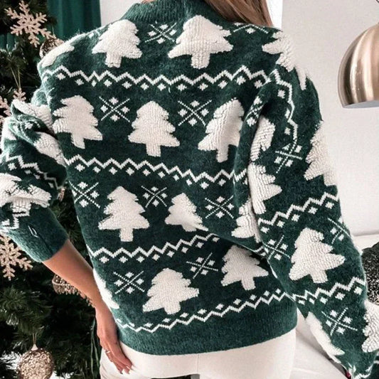 Velina Moda | Sweater for women with 3D Santa print - Soft & warm knitted sweater for the holidays