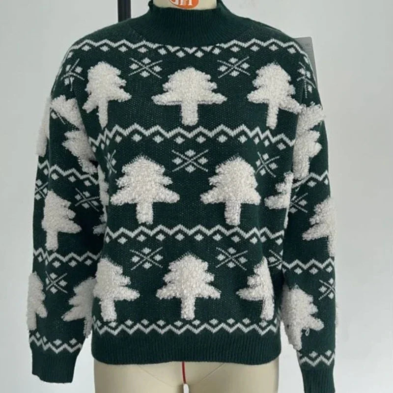 Velina Moda | Sweater for women with 3D Santa print - Soft & warm knitted sweater for the holidays