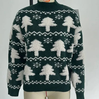 Velina Moda | Sweater for women with 3D Santa print - Soft & warm knitted sweater for the holidays