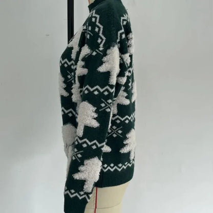 Velina Moda | Sweater for women with 3D Santa print - Soft & warm knitted sweater for the holidays