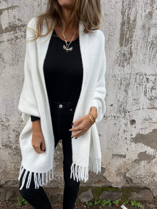 Velina Moda | Women's jacket with fringes - Long women's jacket winter