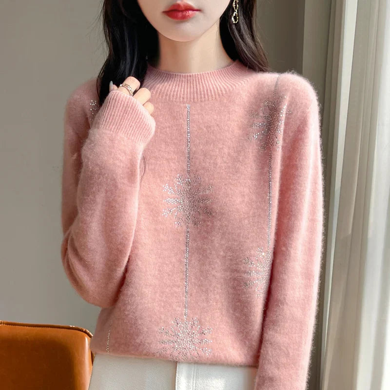 Velina Moda | Women's Sweater - Soft Knit Sweater with Stand-Up Collar & Warm Comfort for Winter