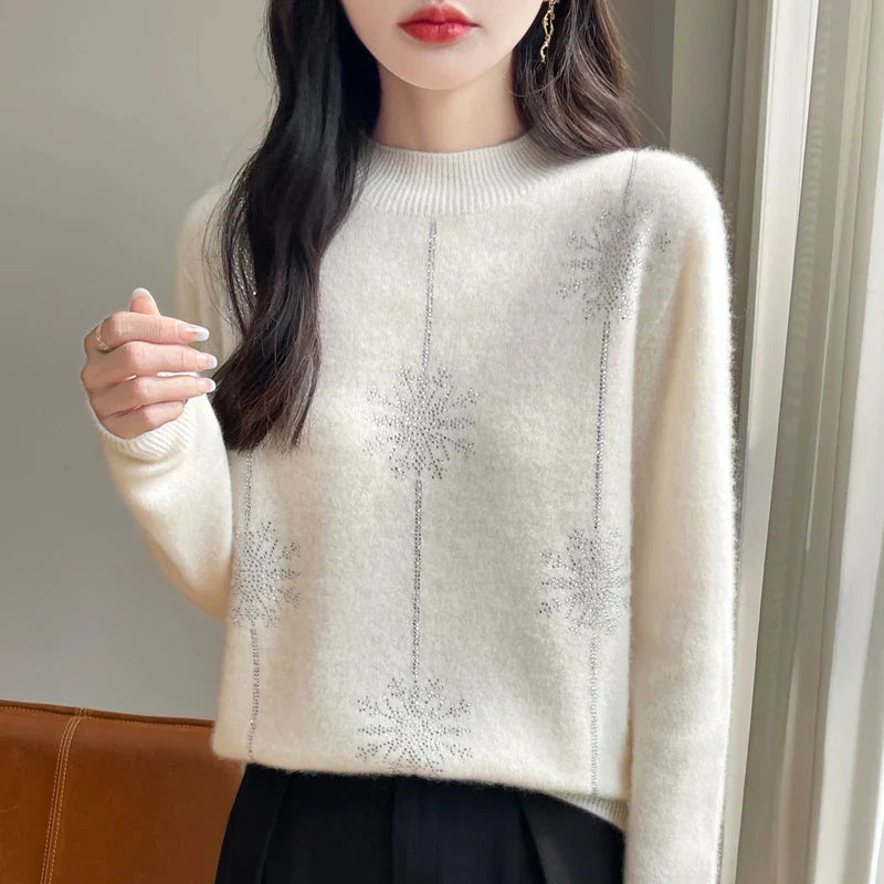 Velina Moda | Women's Sweater - Soft Knit Sweater with Stand-Up Collar & Warm Comfort for Winter