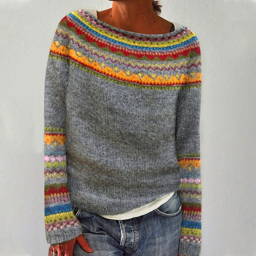 Velina Moda | Women's Sweater with Round Neck Retro Style