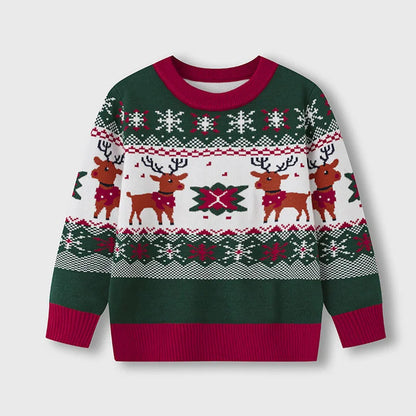 Velina Moda | Kids pullover with deer print - Soft & warm knitted pullover for boys and girls