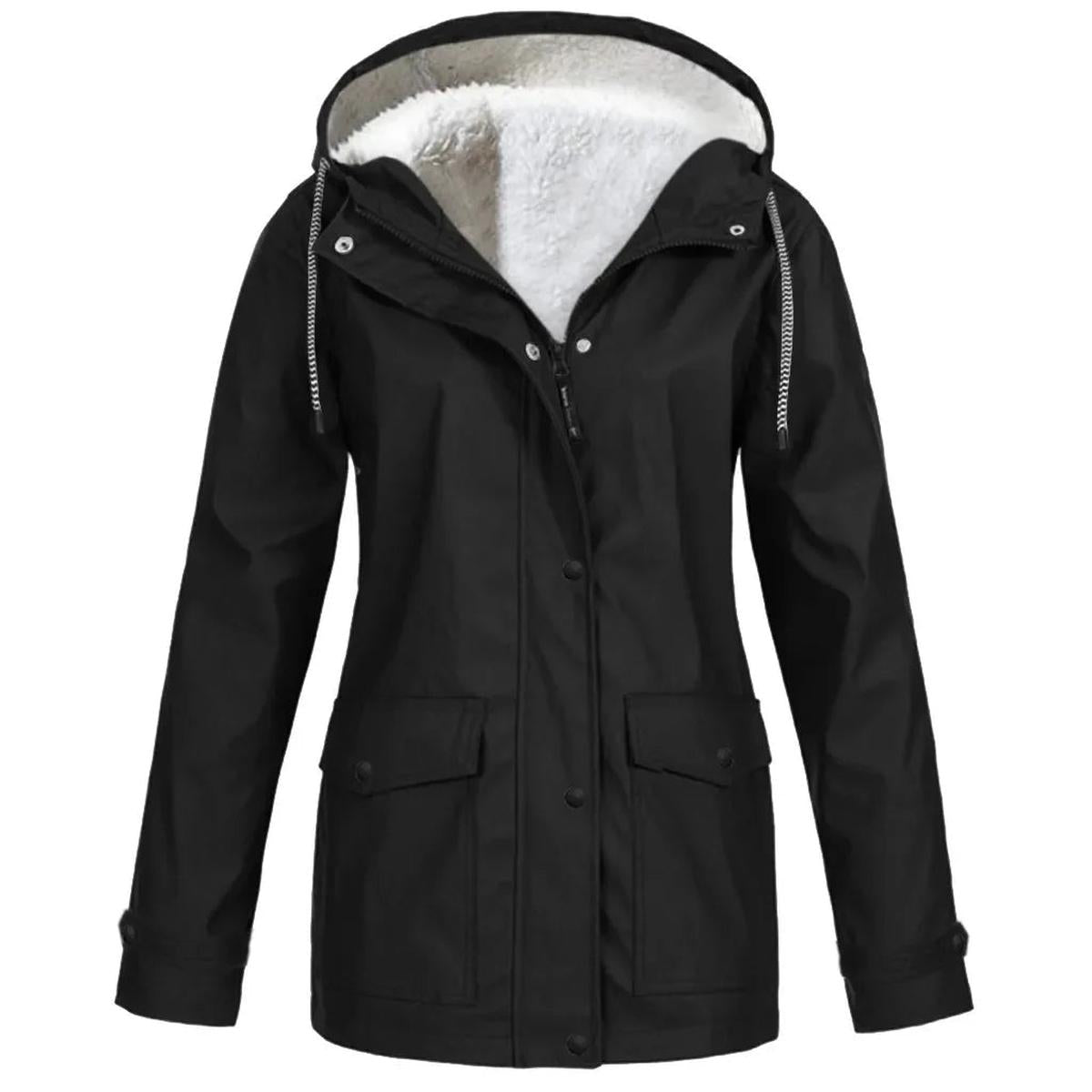 Velina Moda | Fleece Outdoor Jacket with Hood - Women's Jacket