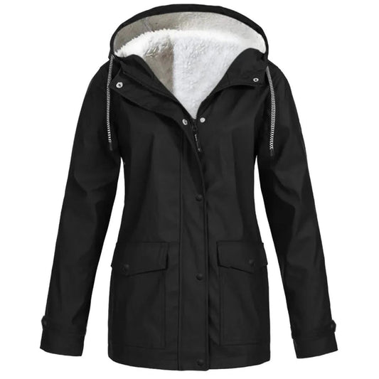 Velina Moda | Fleece Outdoor Jacket with Hood - Women's Jacket