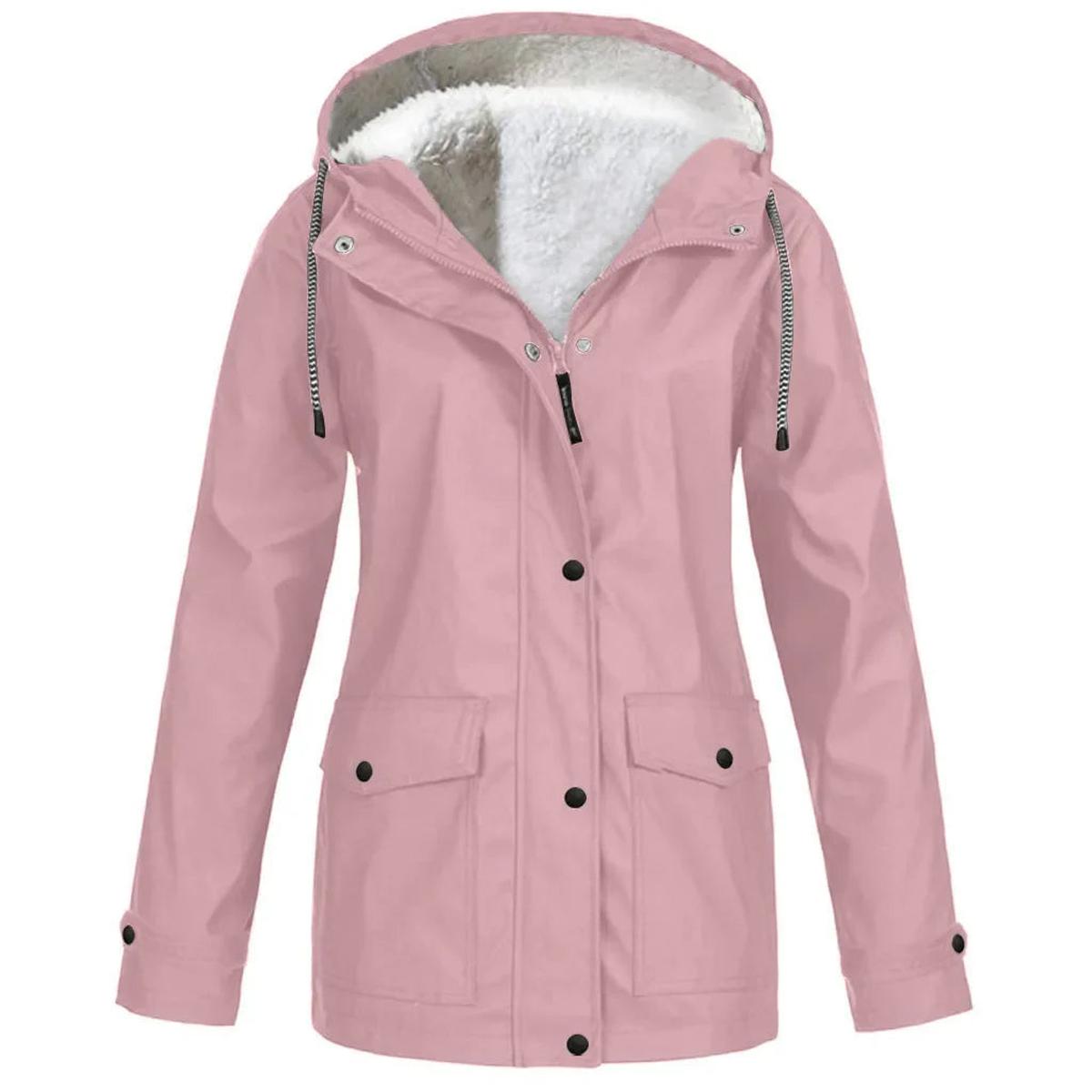 Velina Moda | Fleece Outdoor Jacket with Hood - Women's Jacket