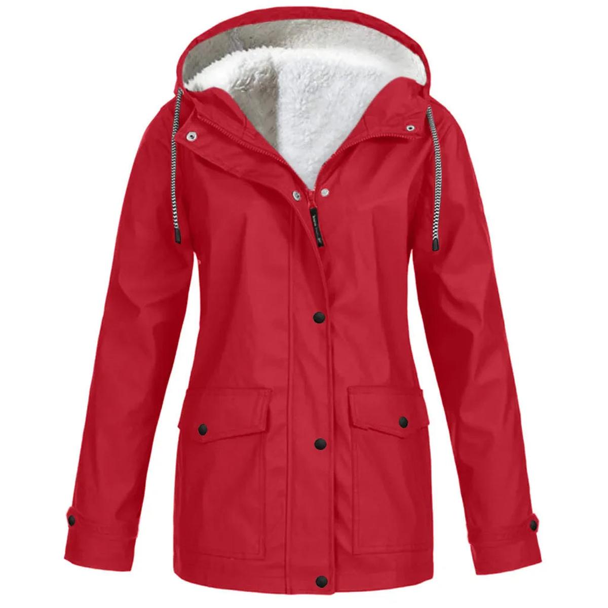 Velina Moda | Fleece Outdoor Jacket with Hood - Women's Jacket