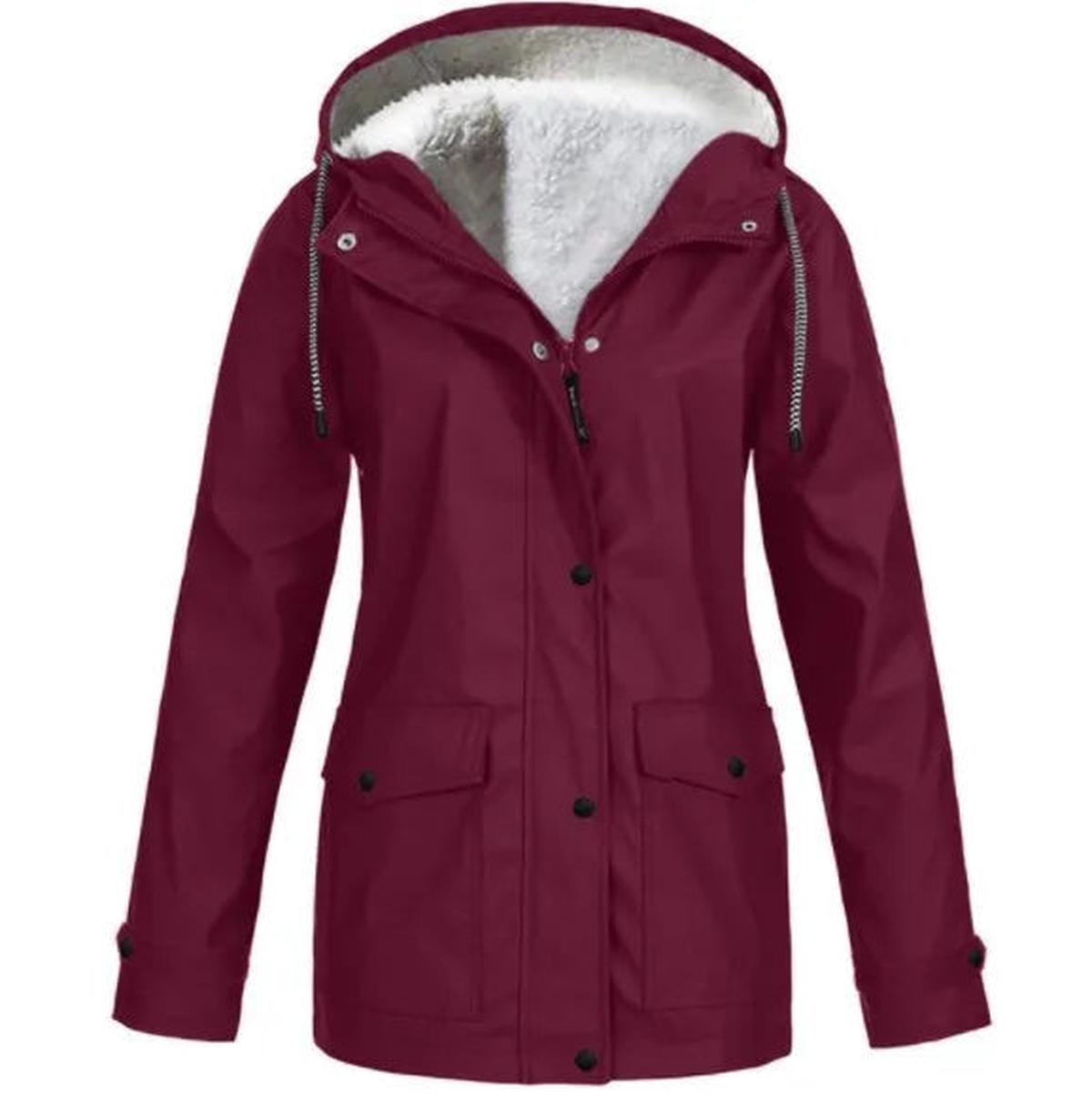 Velina Moda | Fleece Outdoor Jacket with Hood - Women's Jacket