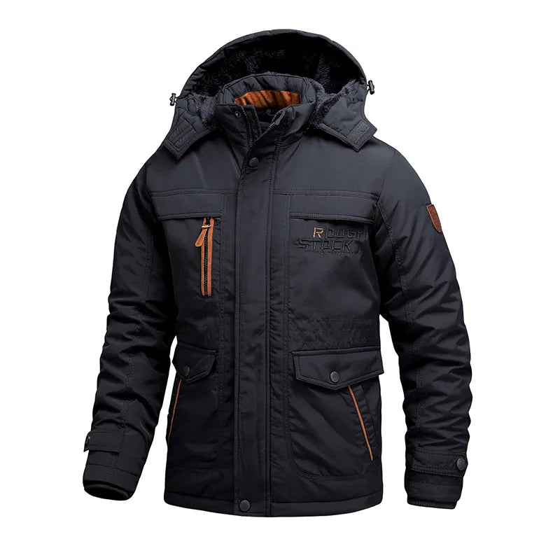 Velina Moda | Men's waterproof winter jacket with hood & thermal lining