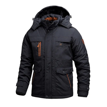 Velina Moda | Men's waterproof winter jacket with hood & thermal lining