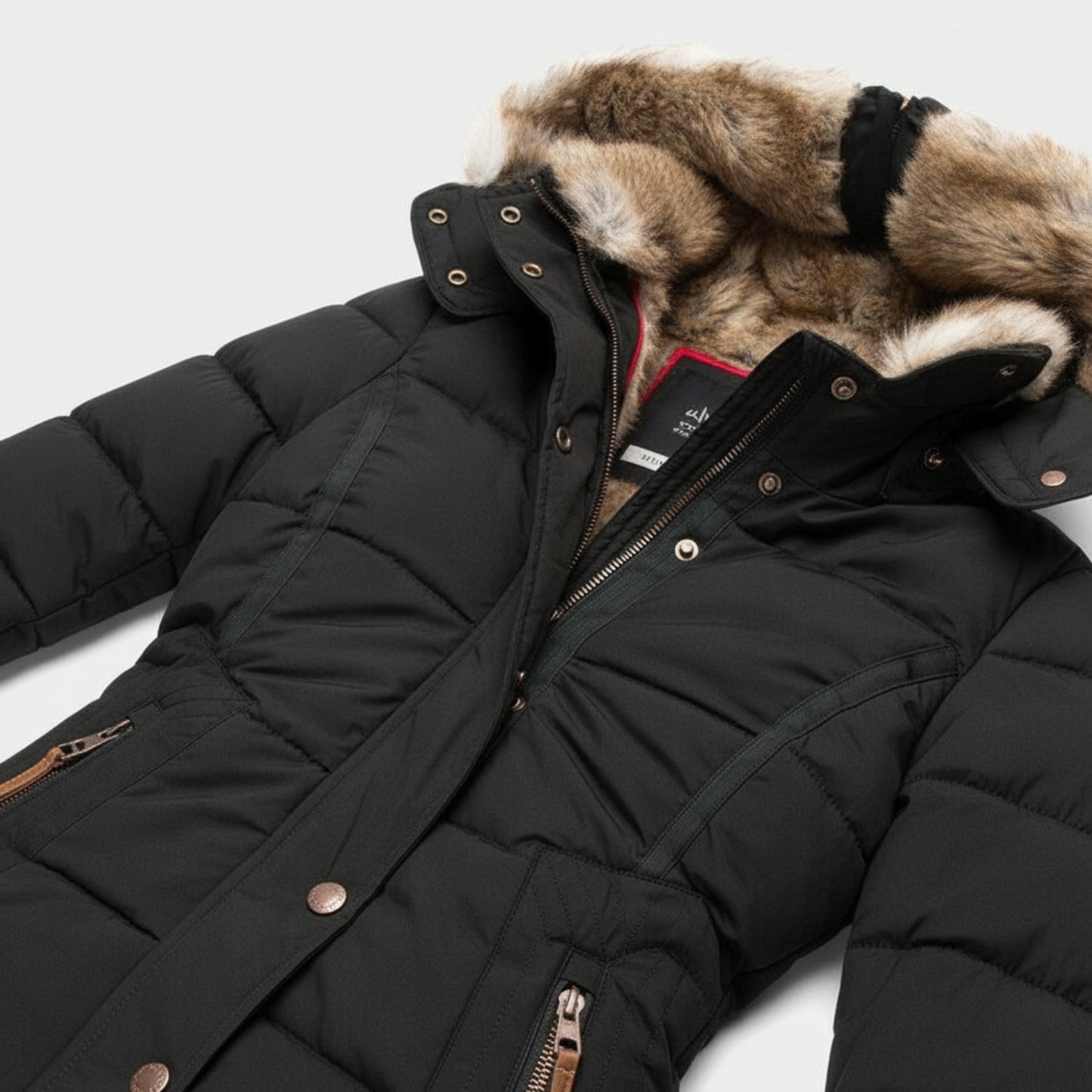 Velina Moda | Parka Women - Quilted Puffer Jacket with Faux Fur Hood