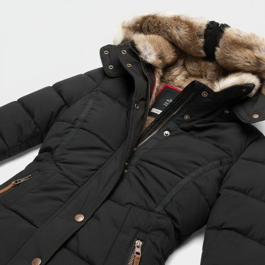 Velina Moda | Parka Women - Quilted Puffer Jacket with Faux Fur Hood