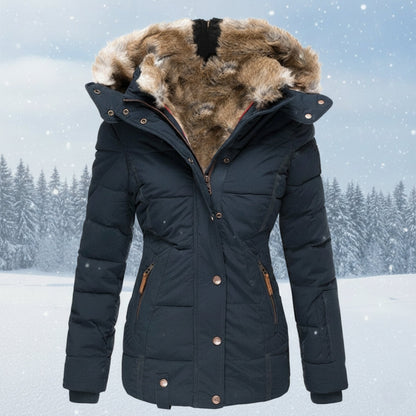 Velina Moda | Parka Women - Quilted Puffer Jacket with Faux Fur Hood