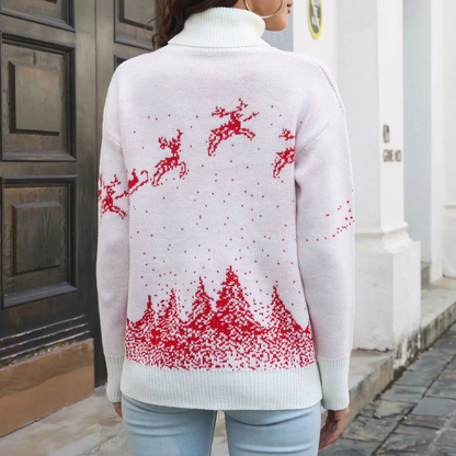 Velina Moda | Christmas Sweater Women Knit Reindeer Print Sweater