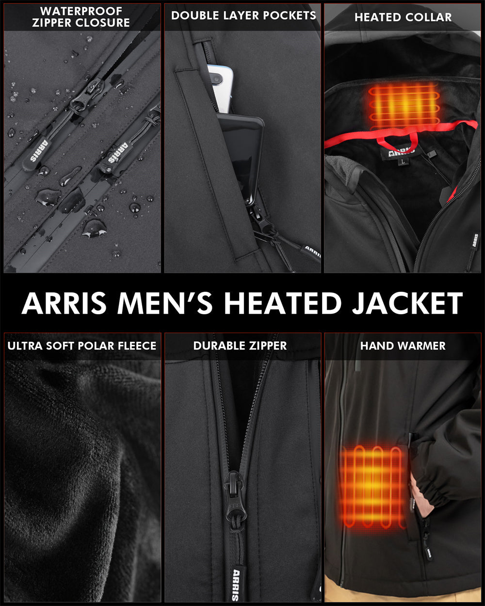 Velina Moda | Men's jacket Tim with rechargeable battery - 8 heating zones and comfort