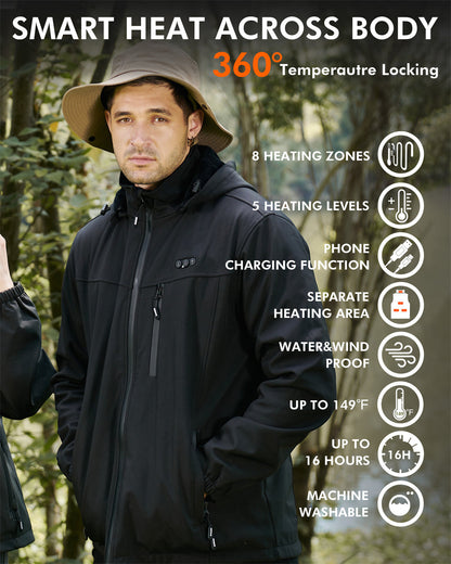 Velina Moda | Men's jacket Tim with rechargeable battery - 8 heating zones and comfort