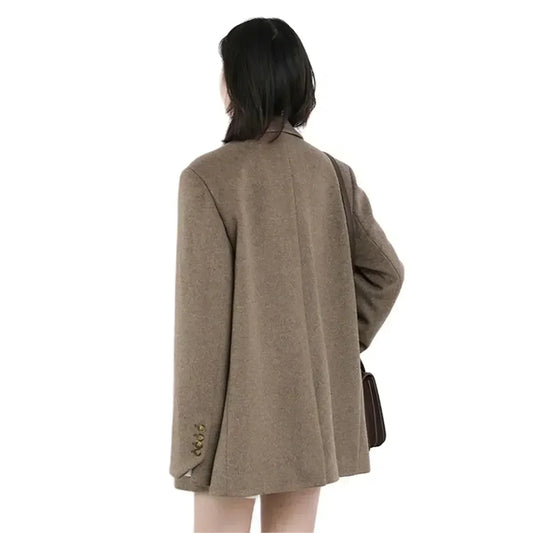 Velina Moda | Women's Blazer - Wool Mid-Length Jacket