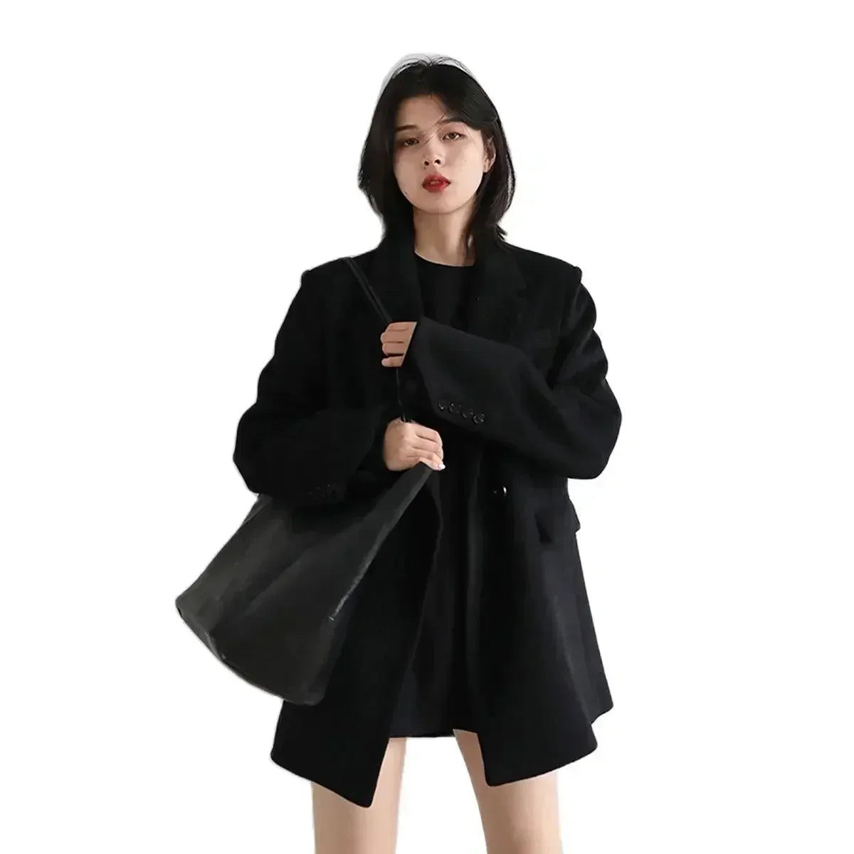 Velina Moda | Women's Blazer - Wool Mid-Length Jacket