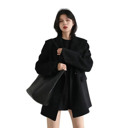 Velina Moda | Women's Blazer - Wool Mid-Length Jacket