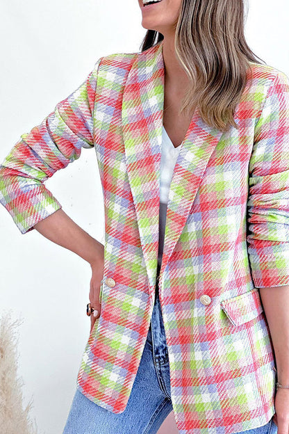 Velina Moda | Arm Pockets Printed Double Button Casual Jacket